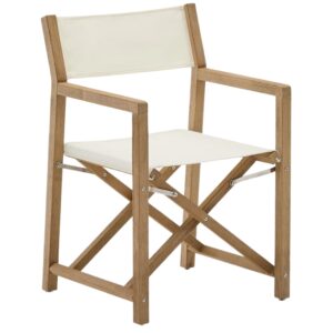 Dřevěná zahradní skládací židle Kave Home Vilara s bílým sedákem