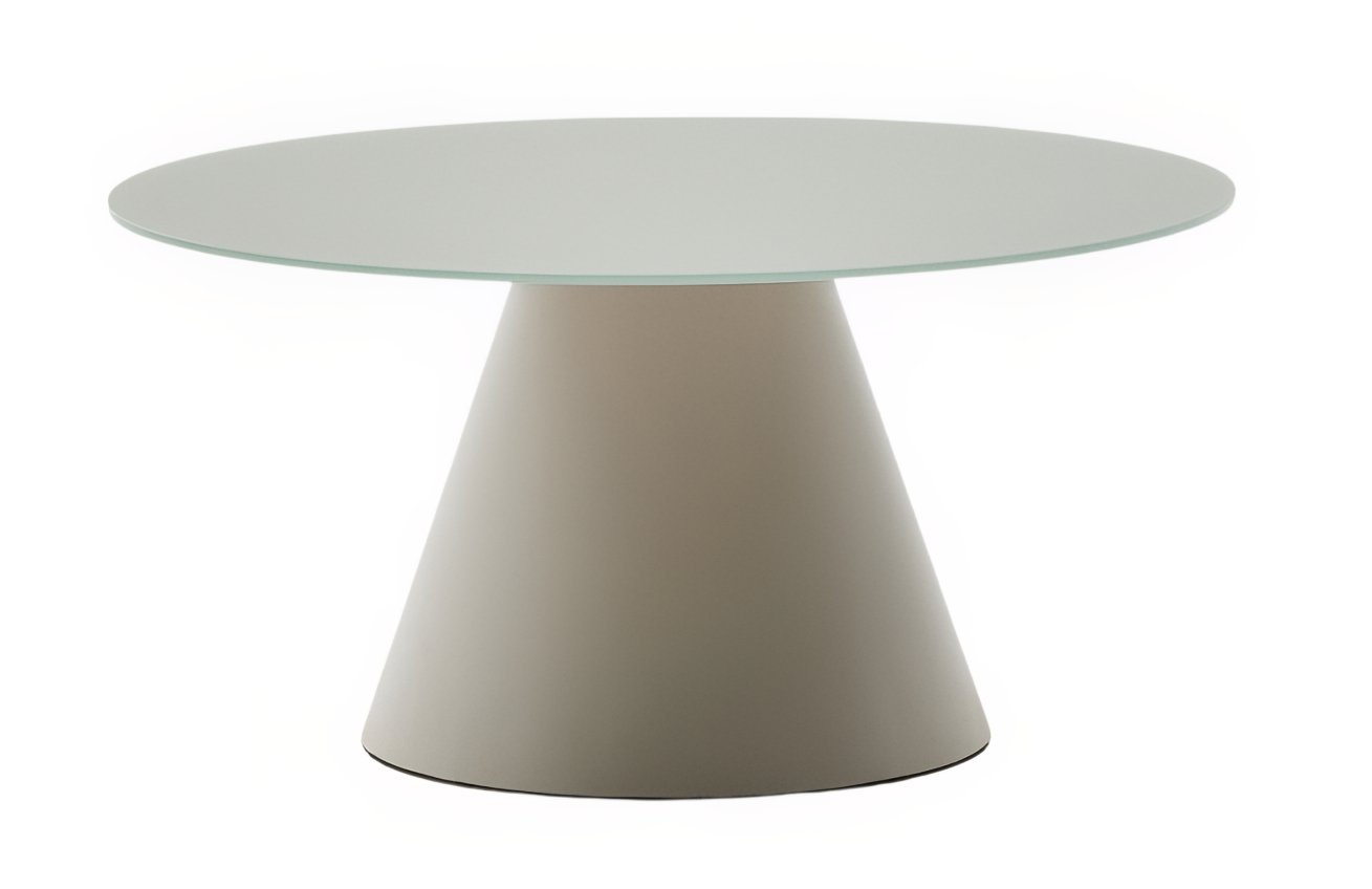 Matně šedý skleněný kulatý konferenční stolek Kave Home Wilshire 80 cm