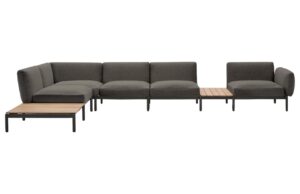 Kave Home Zahradní rohová pohovka Sorells 446 cm se stolky