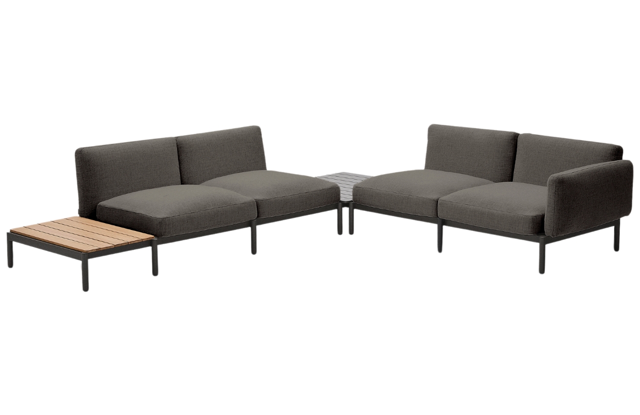 Kave Home Zahradní rohová pohovka Sorells 353 cm se stolky