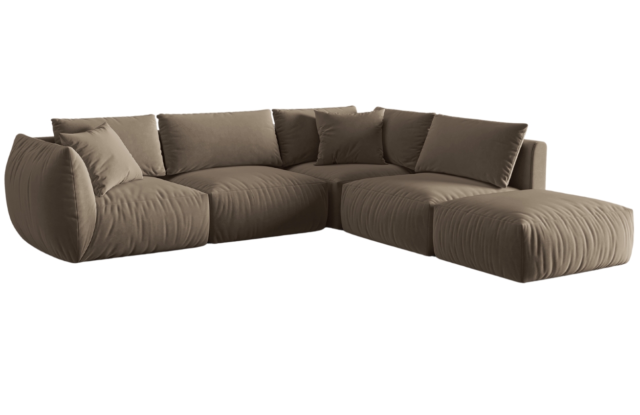 Micadoni Sametová rohová pohovka Chris 295 cm