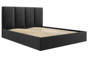 Micadoni Černá dvoulůžková postel Pyla 160 x 200 cm s úložným prostorem