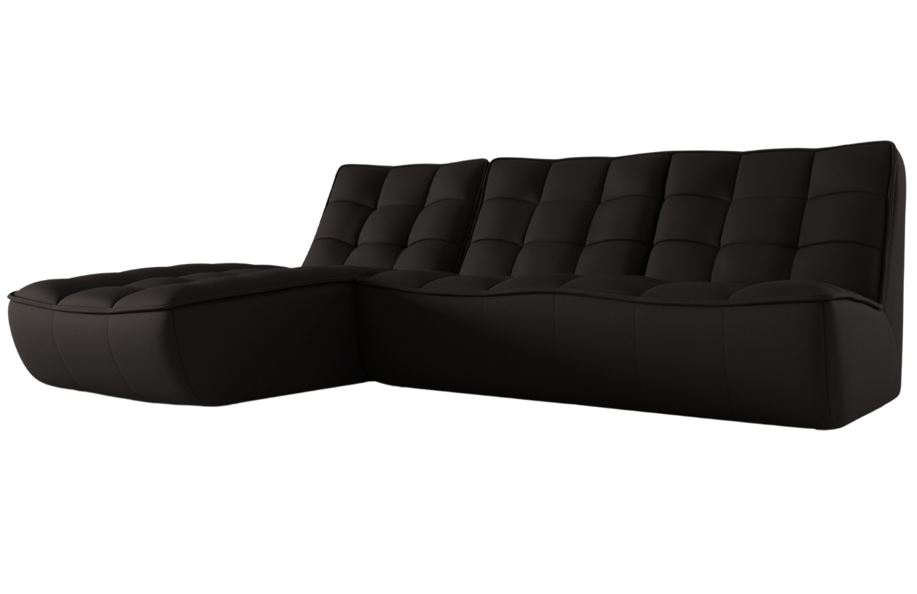 Maison Heritage Černá kožená rohová pohovka Moni 246 cm