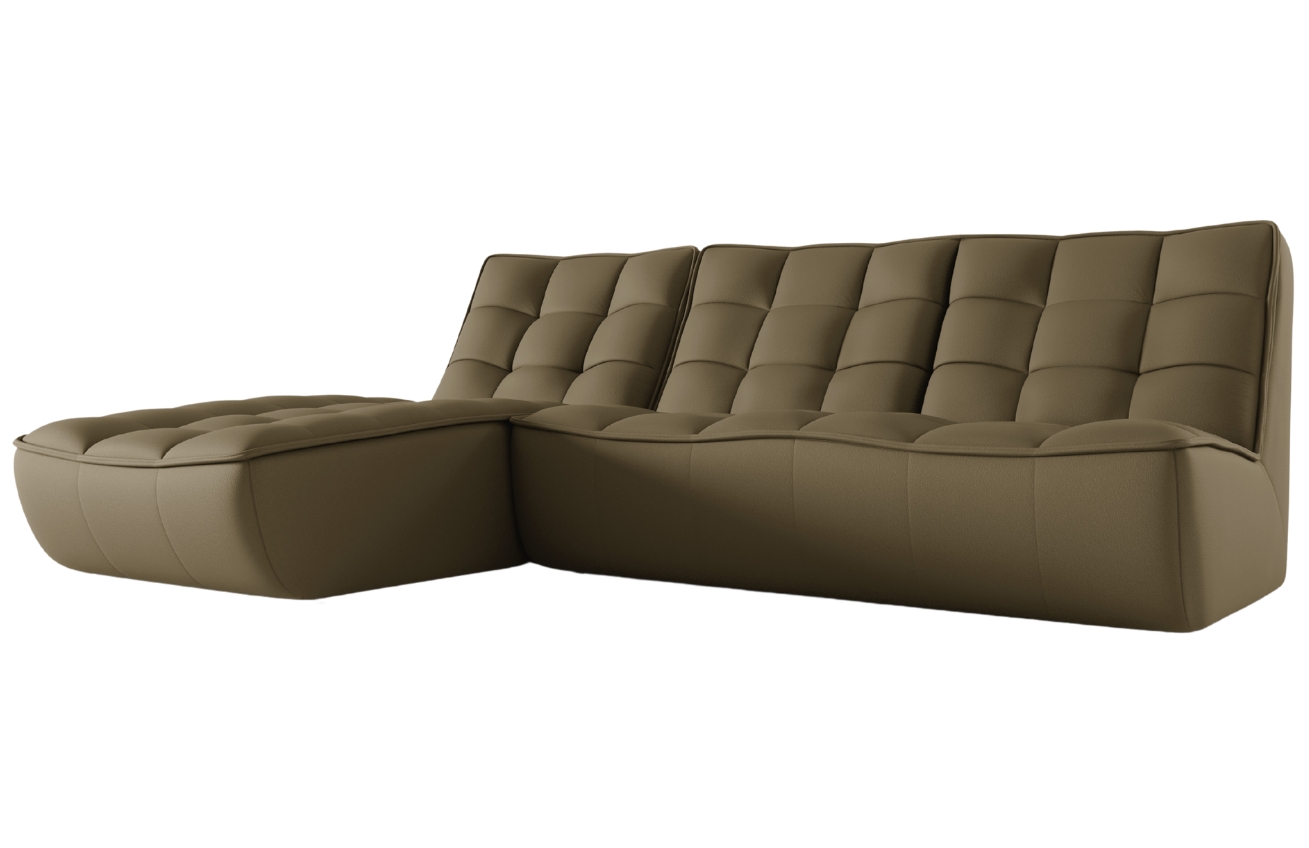 Maison Heritage Olivově zelená kožená rohová pohovka Moni 246 cm