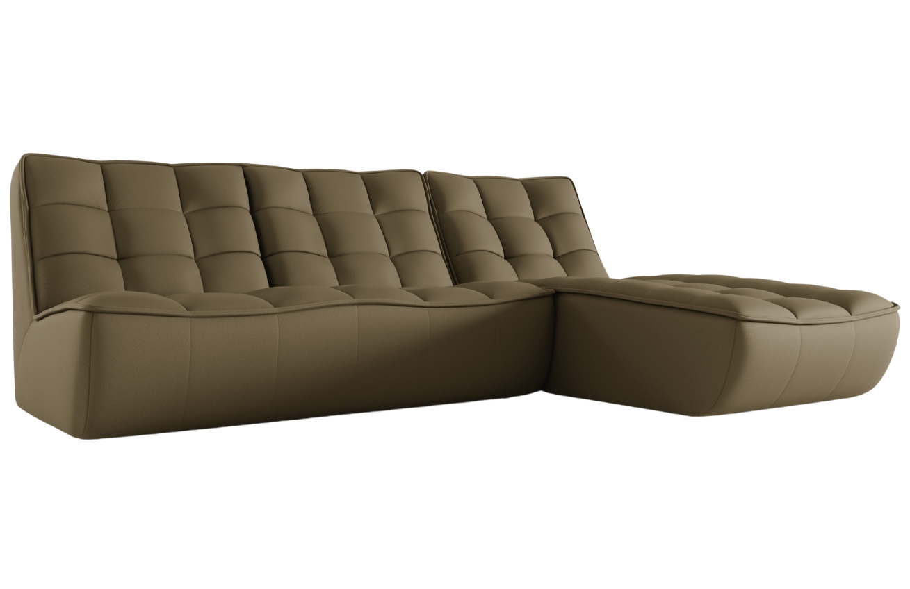 Maison Heritage Olivově zelená kožená rohová pohovka Moni 246 cm