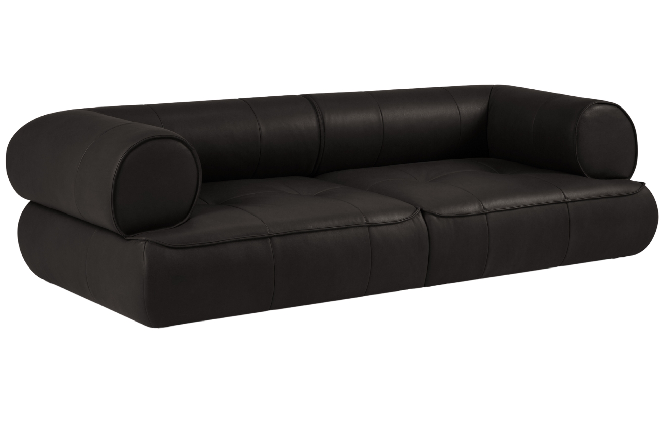 Maison Heritage Černá kožená pohovka Lily 234 cm