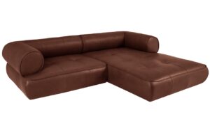 Maison Heritage Koňakově hnědá kožená rohová pohovka Lily 261 cm