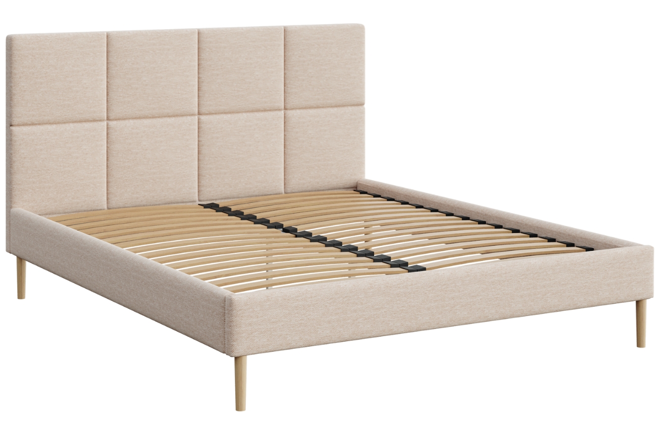 Mesonica Světle béžová čalouněná dvoulůžková postel Alano 160 x 200 cm s prošíváním