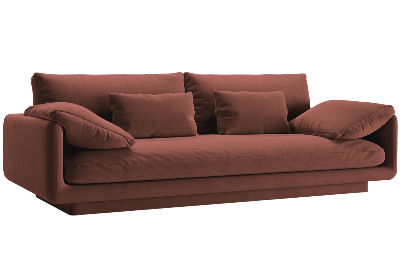 Micadoni Červená sametová trojmístná pohovka Torino 220 cm