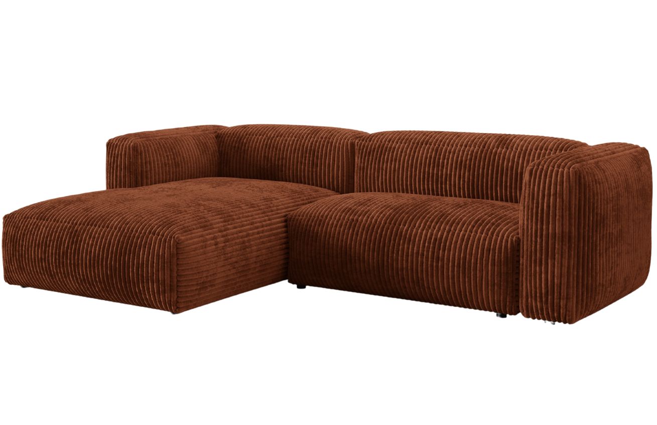 Micadoni Terakotově červená manšestrová rohová pohovka Martina 280 cm