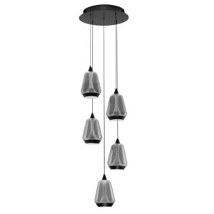 Nova Luce Kouřově šedé skleněné závěsné LED světlo Alish 33 cm