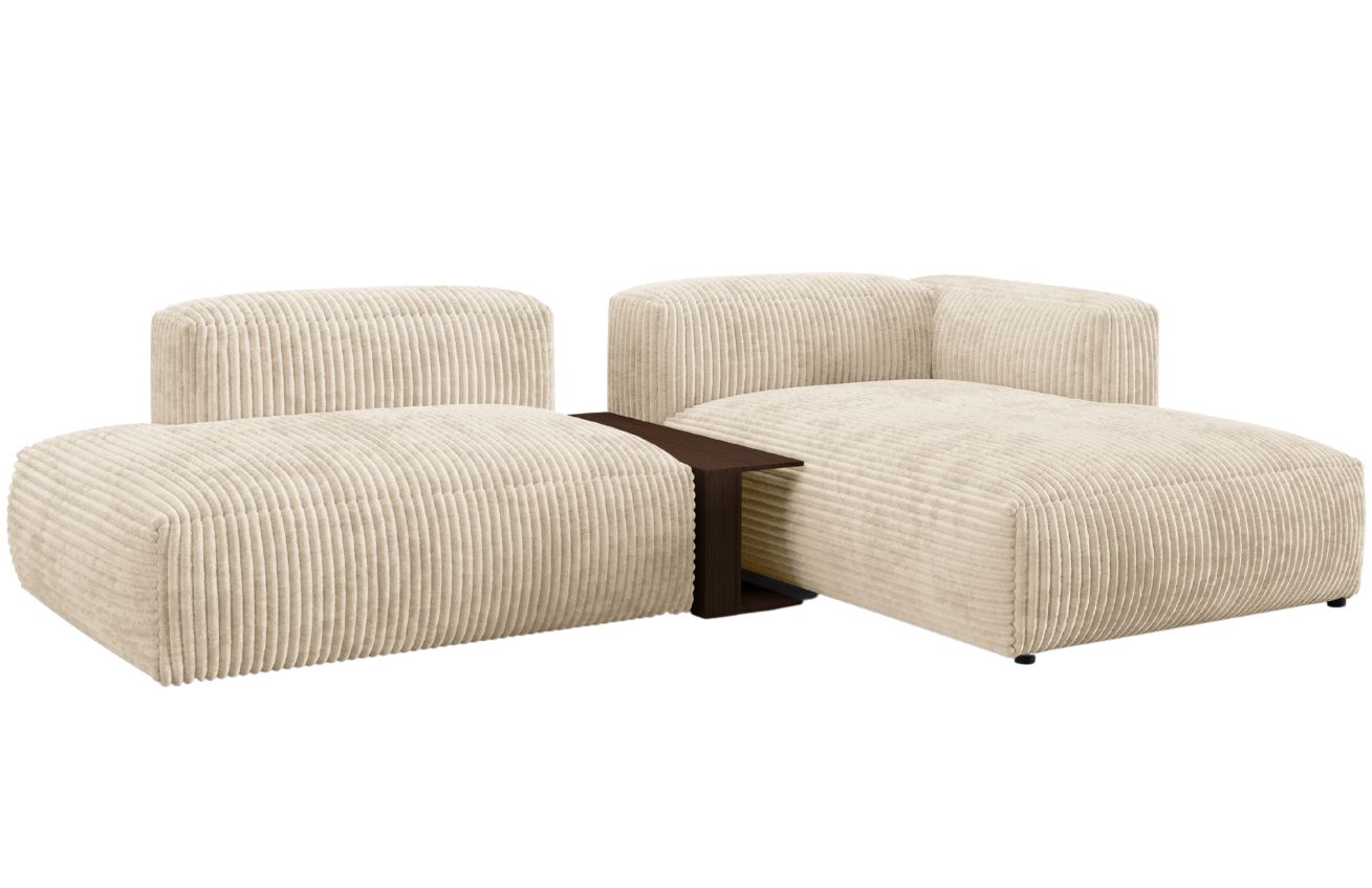 Micadoni Světle béžová manšestrová rohová pohovka Martina 285 cm