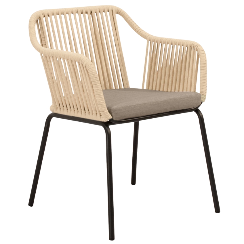 Somcasa Béžová zahradní židle Penny s černou podnoží