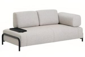 Kave Home Béžovošedá dvoumístná pohovka Compo 200 cm s malým stolkem
