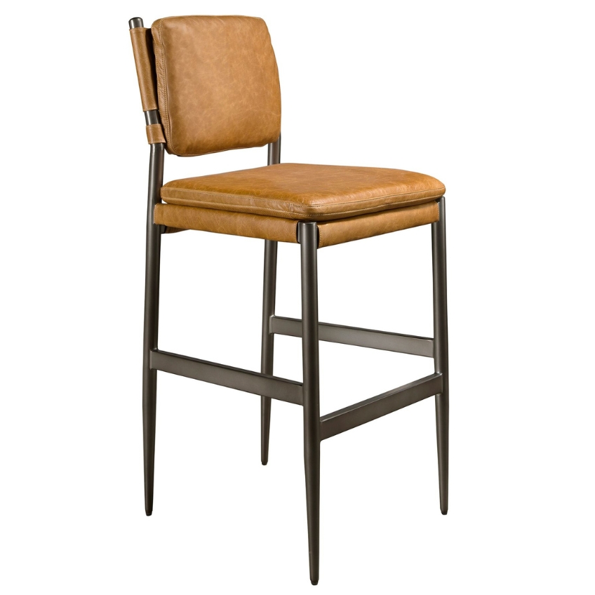 Angel Cerdá Hnědá kožená barová židle No. 4167