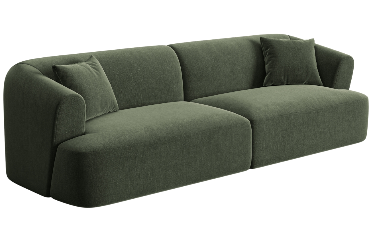 Cosmopolitan Design Zelená sametová čtyřmístná pohovka Campi 255 cm