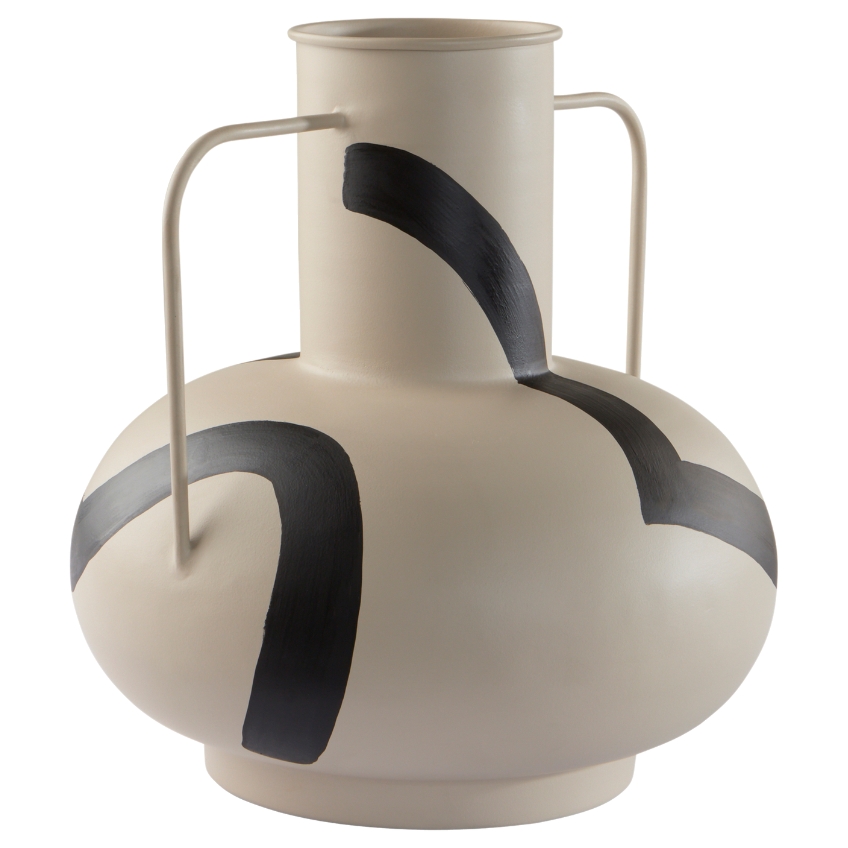 Jotex Béžovo-černá kovová váza VEGA 30 cm