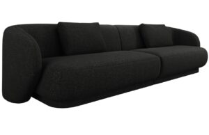 Cosmopolitan Design Černá čalouněná čtyřmístná pohovka Camden 304 cm