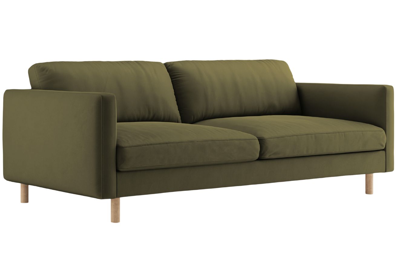 Micadoni Zelená sametová čtyřmístná pohovka Eden 209 cm