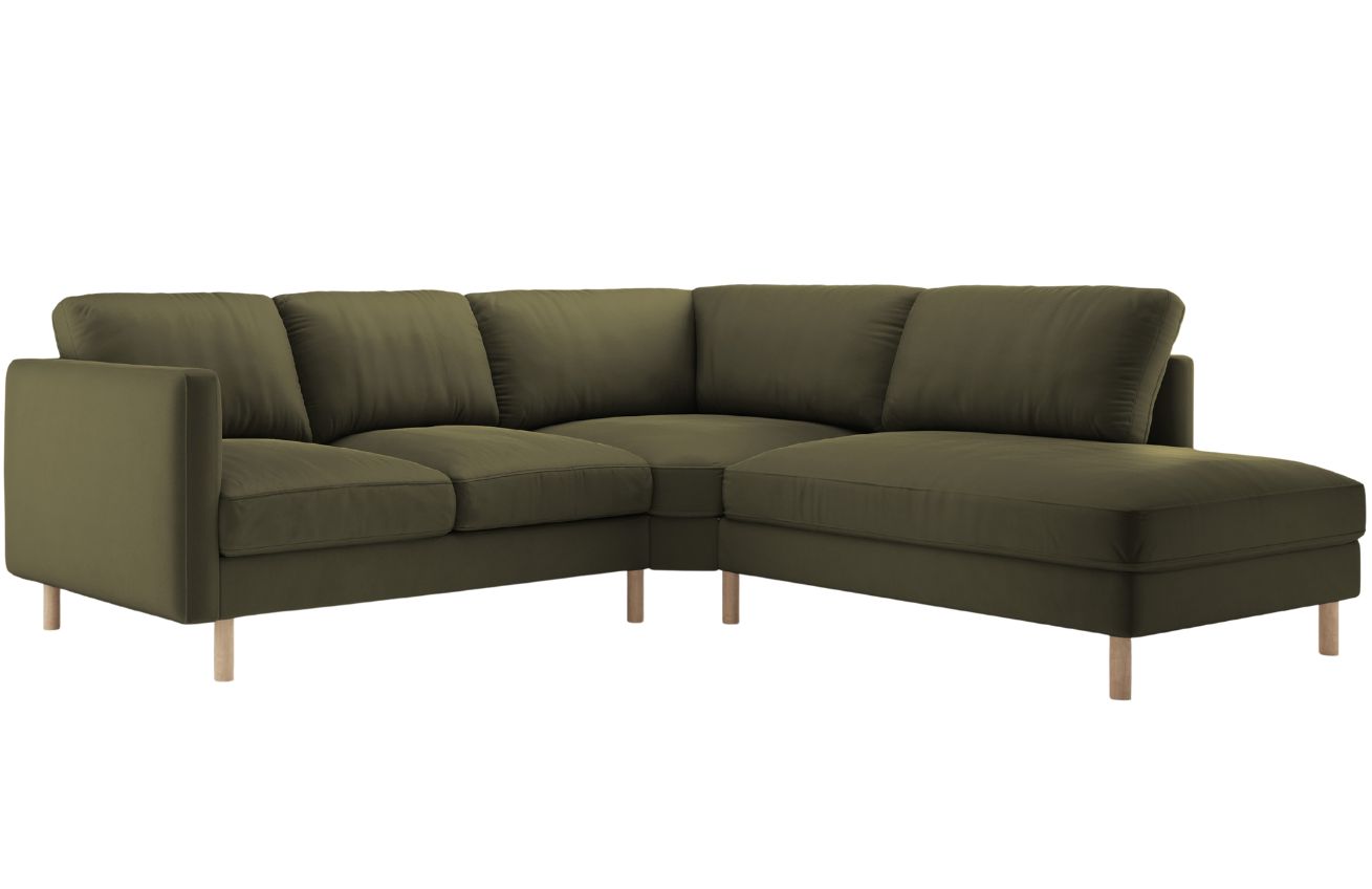 Micadoni Zelená sametová rohová pohovka Eden 267 cm