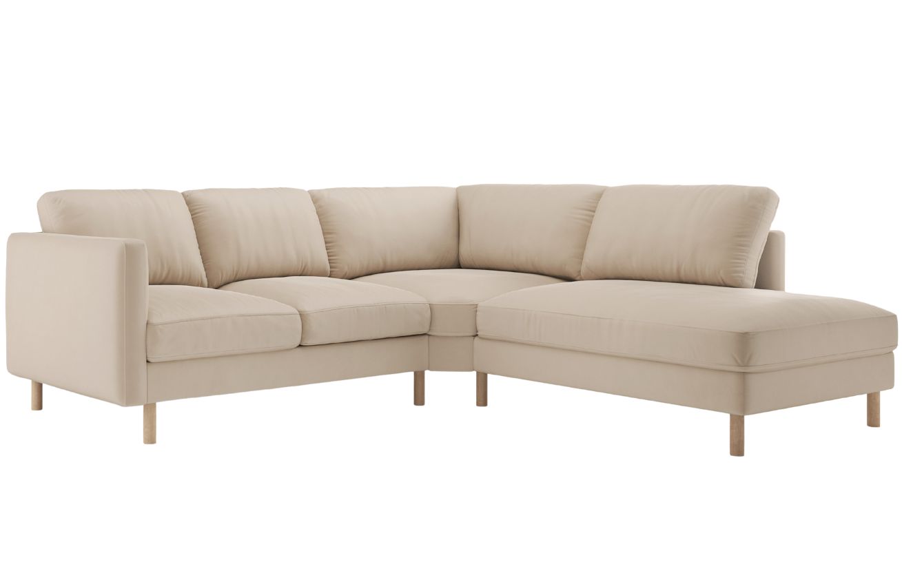 Micadoni Béžová sametová rohová pohovka Eden 267 cm
