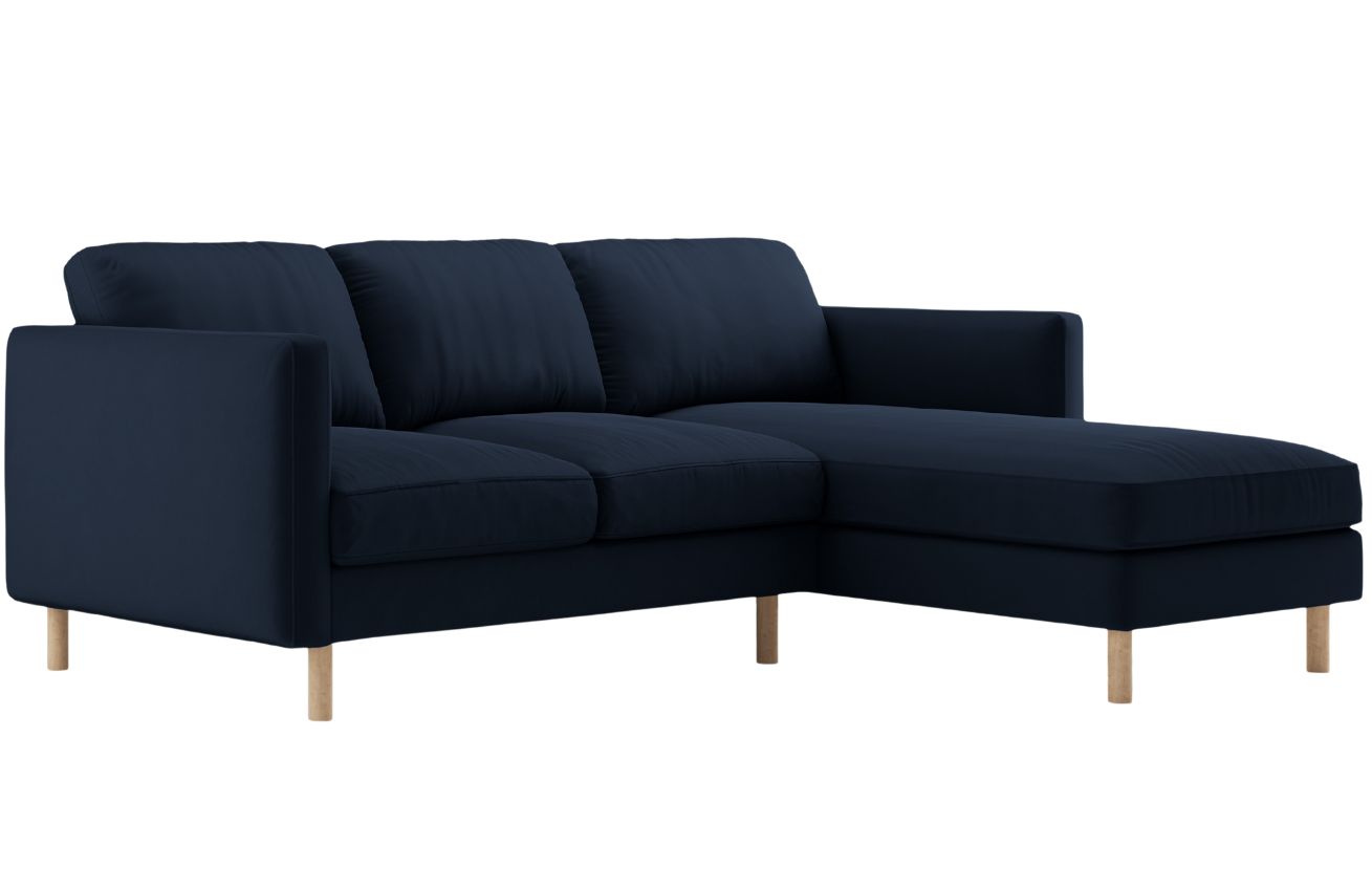 Micadoni Tmavě modrá sametová rohová pohovka Eden 223 cm