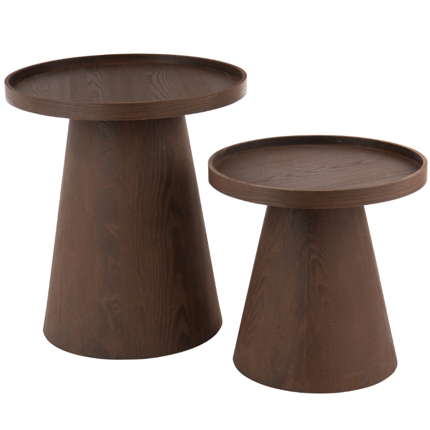 J-line Set dvou hnědých odkládacích stolků Kled 45/38