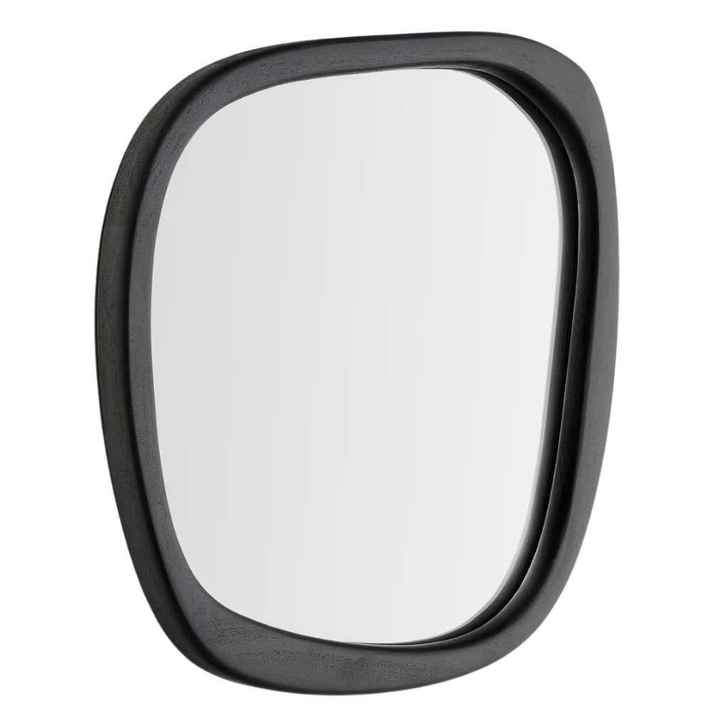 Kave Home Černé dřevěné závěsné zrcadlo Alura 47 x 45