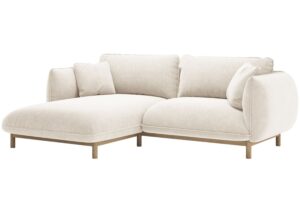 Micadoni Bílá rohová pohovka Ada 214 cm