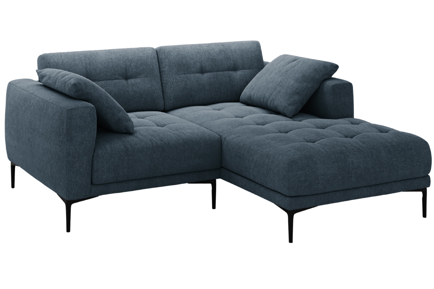 Micadoni Tmavě modrá čalouněná rohová pohovka Bemy 205 cm