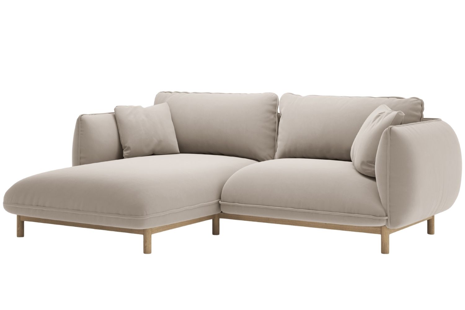 Micadoni Světle béžová sametová rohová pohovka Ada 214 cm