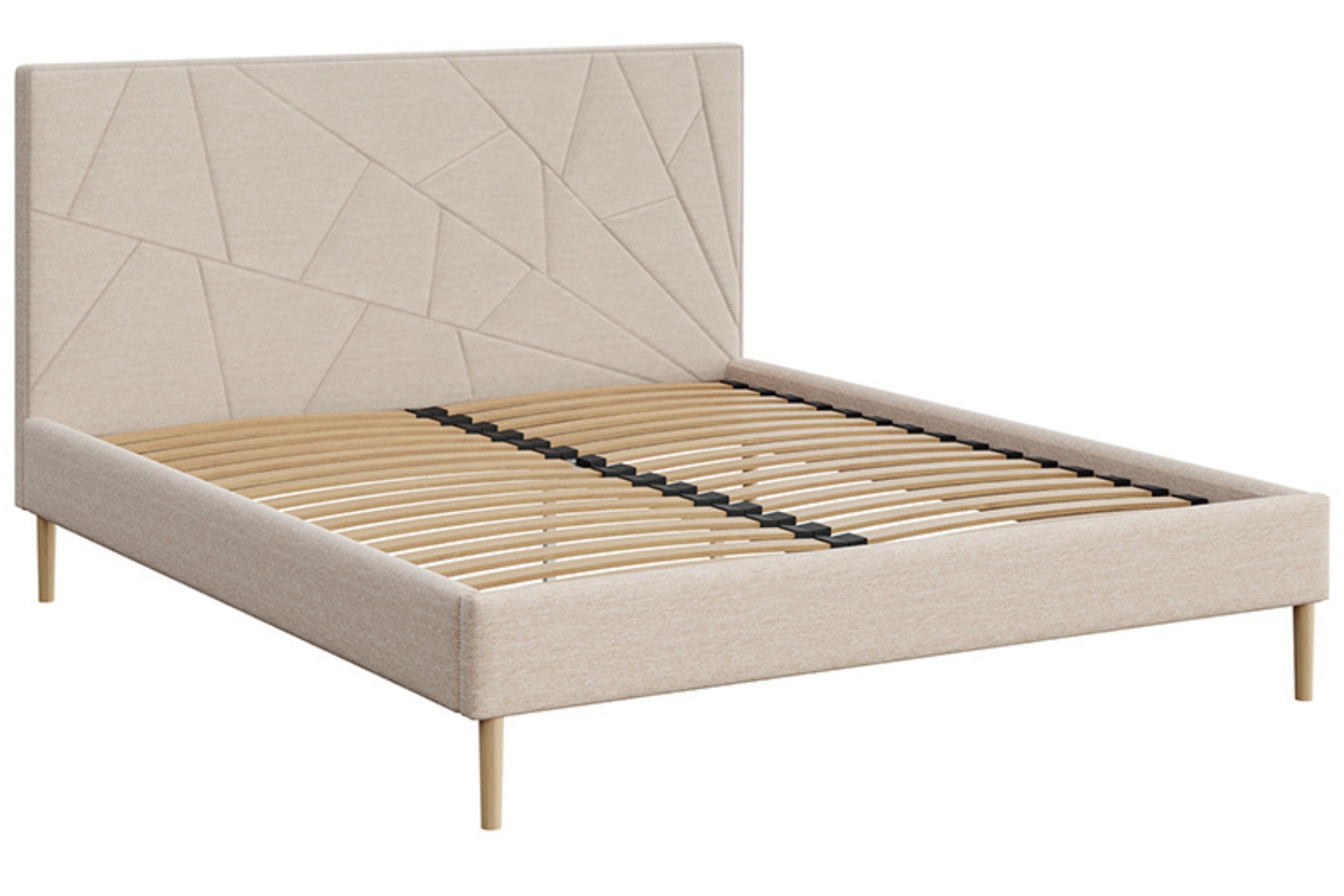 Mesonica Světle béžová čalouněná dvoulůžková postel Alano 160 x 200 cm s geometrickým prošíváním