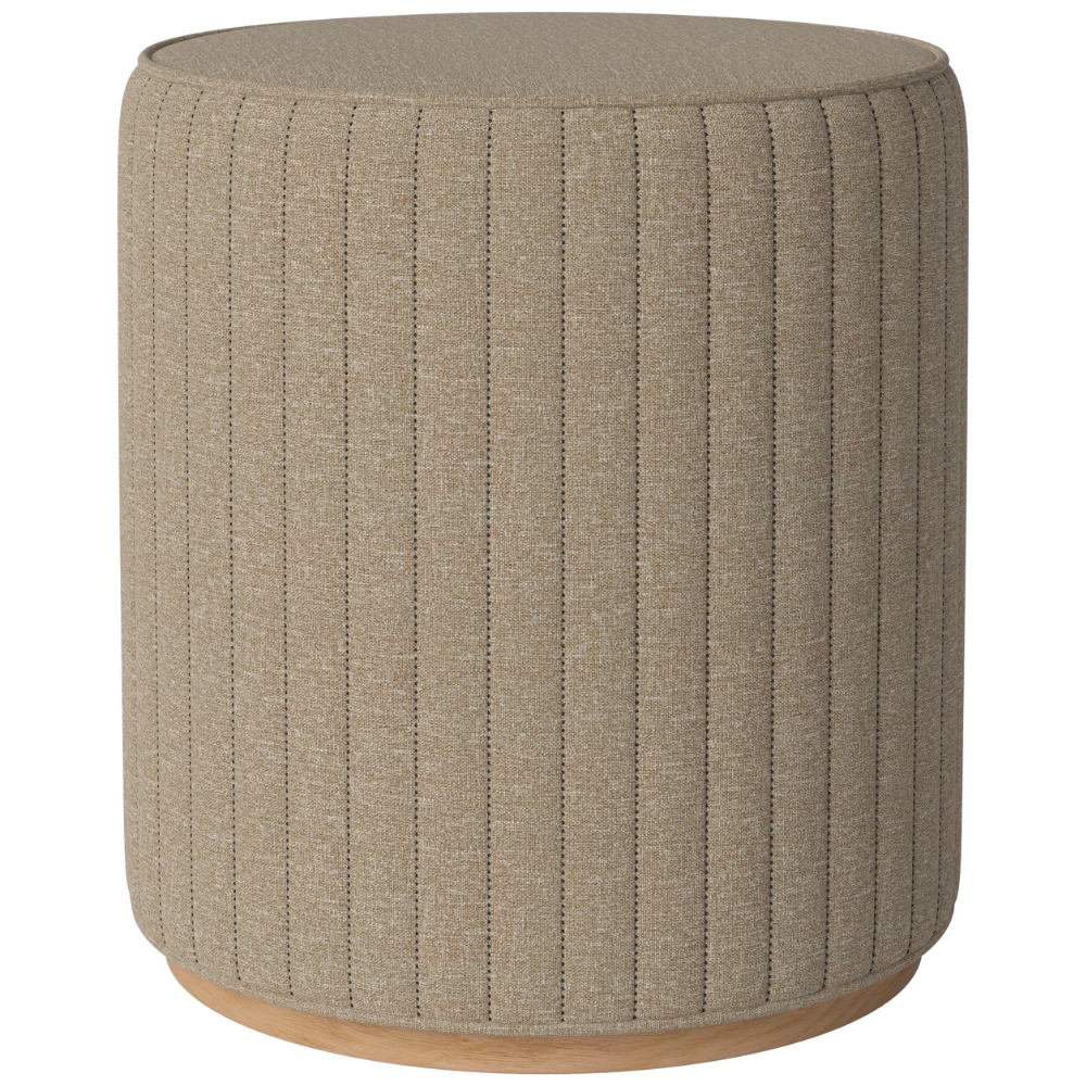 Bolia Béžový čalouněný taburet Rigato 40 cm s dubovou podstavou