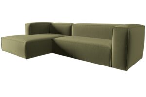 Cosmopolitan Design Zelená sametová rohová pohovka Mackay 282 cm