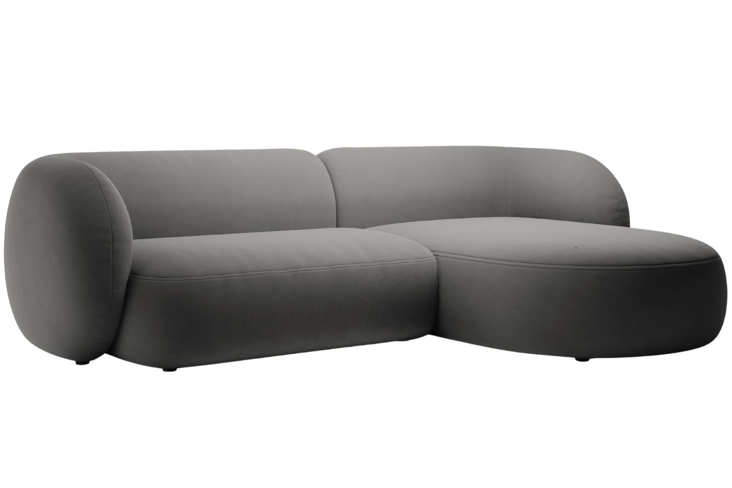 Micadoni Tmavě šedá sametová rohová pohovka Kate 285 cm