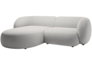 Micadoni Světle šedá sametová rohová pohovka Kate 255 cm