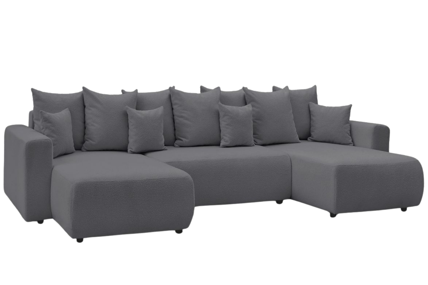 Bobochic Paris Tmavě šedá bouclé rohová rozkládací pohovka Envy 386 cm