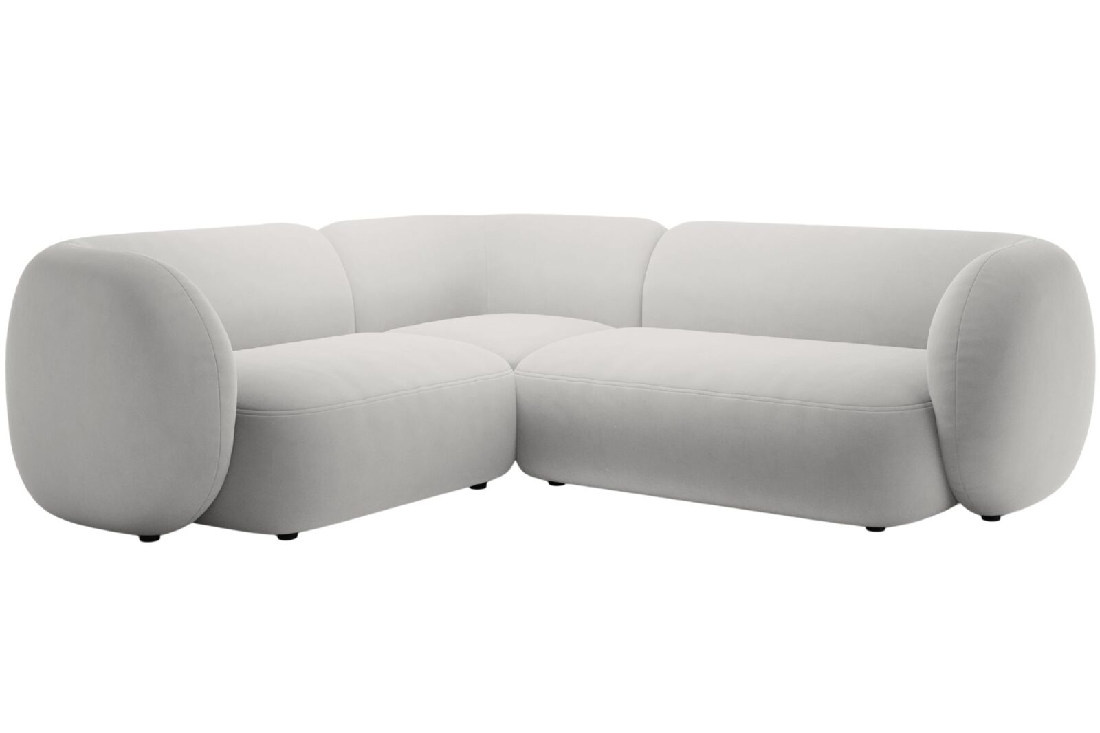 Micadoni Světle šedá sametová rohová pohovka Kate 252 cm