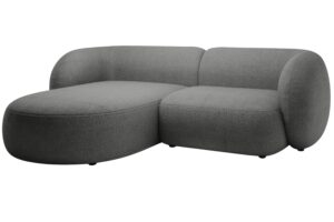 Micadoni Tmavě šedá bouclé rohová pohovka Kate 255 cm