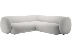 Micadoni Světle šedá sametová rohová pohovka Kate 252 cm
