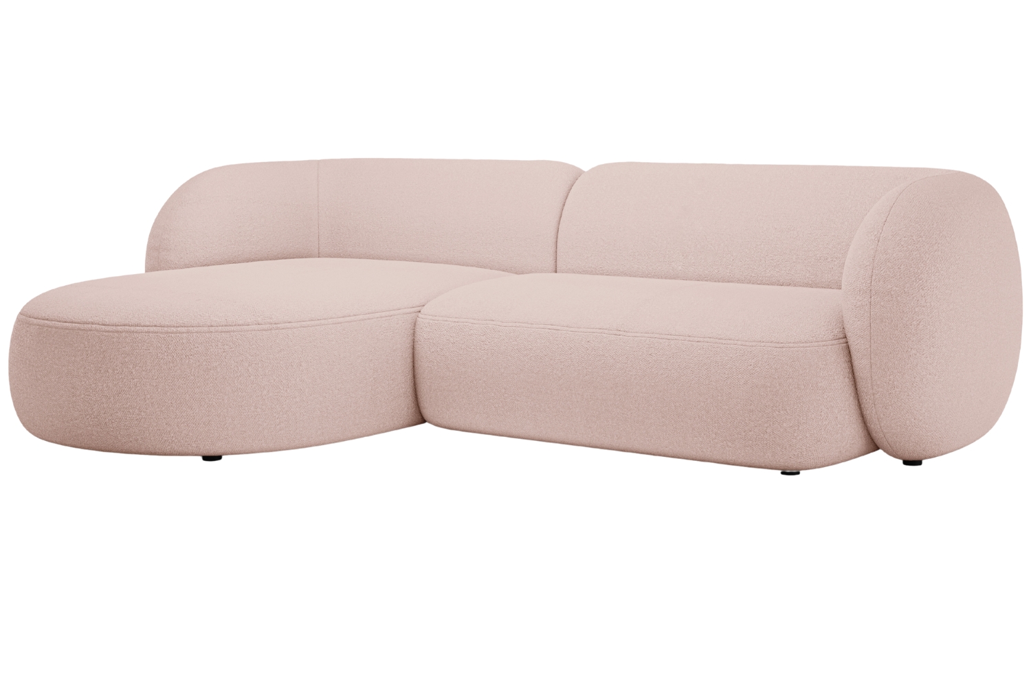 Micadoni Světle růžová bouclé rohová pohovka Kate 285 cm