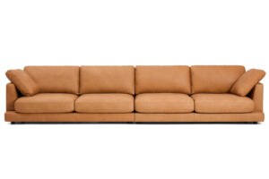 Kave Home Hnědá kožená šestimístná pohovka Gala 390 cm