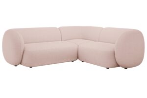Micadoni Světle růžová bouclé rohová pohovka Kate 252 cm
