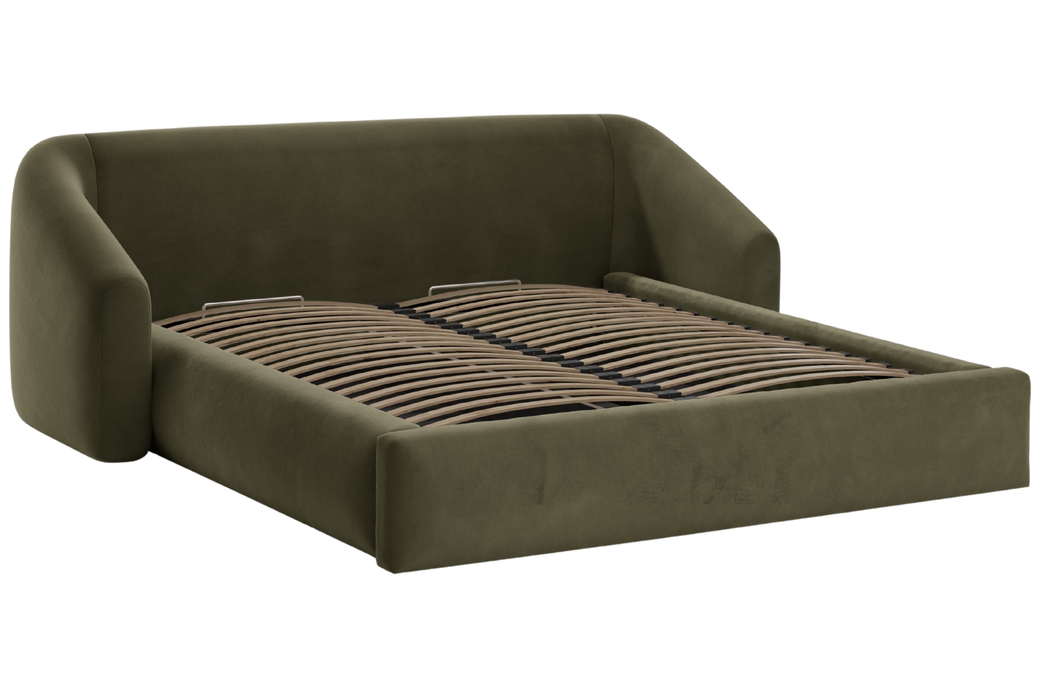 Cosmopolitan Design Zelená sametová dvoulůžková postel Campi 160 x 200 cm s úložným prostorem