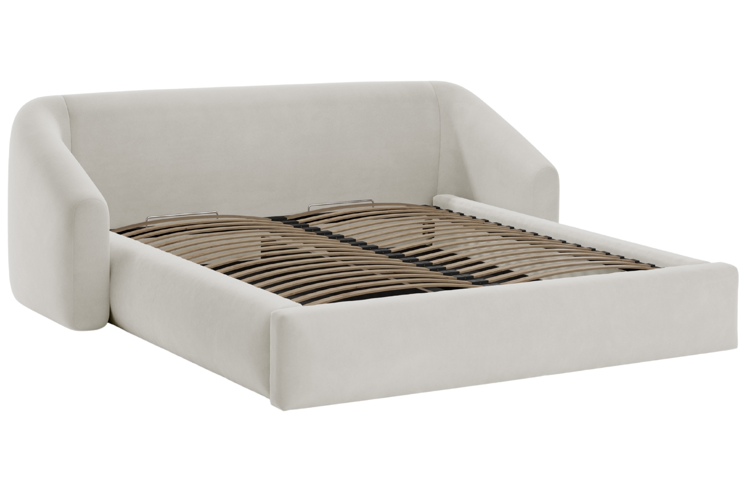 Cosmopolitan Design Světle béžová sametová dvoulůžková postel Campi 180 x 200 cm s úložným prostorem