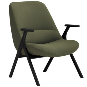Teulat Nízké zelené křeslo Dins s černou dřevěnou podnoží
