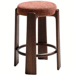 Kave Home Terakotově červená ořechová barová židle Granite II. 75 cm