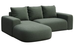 Rodier Lahvově zelená bouclé rohová pohovka Monce 255 cm