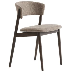 Unique Furniture Tmavá dubová jídelní židle Revere s béžovým sedákem