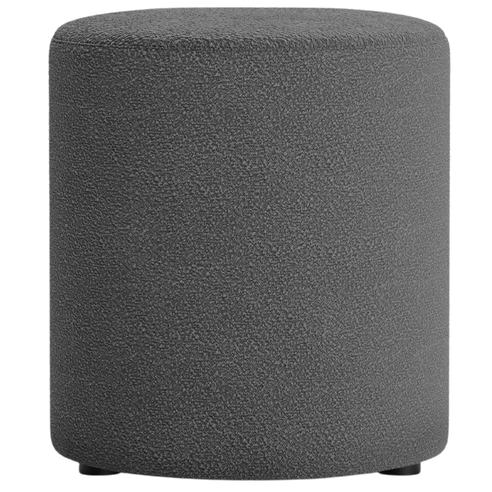 Micadoni Tmavě šedý bouclé taburet Dia 40 cm